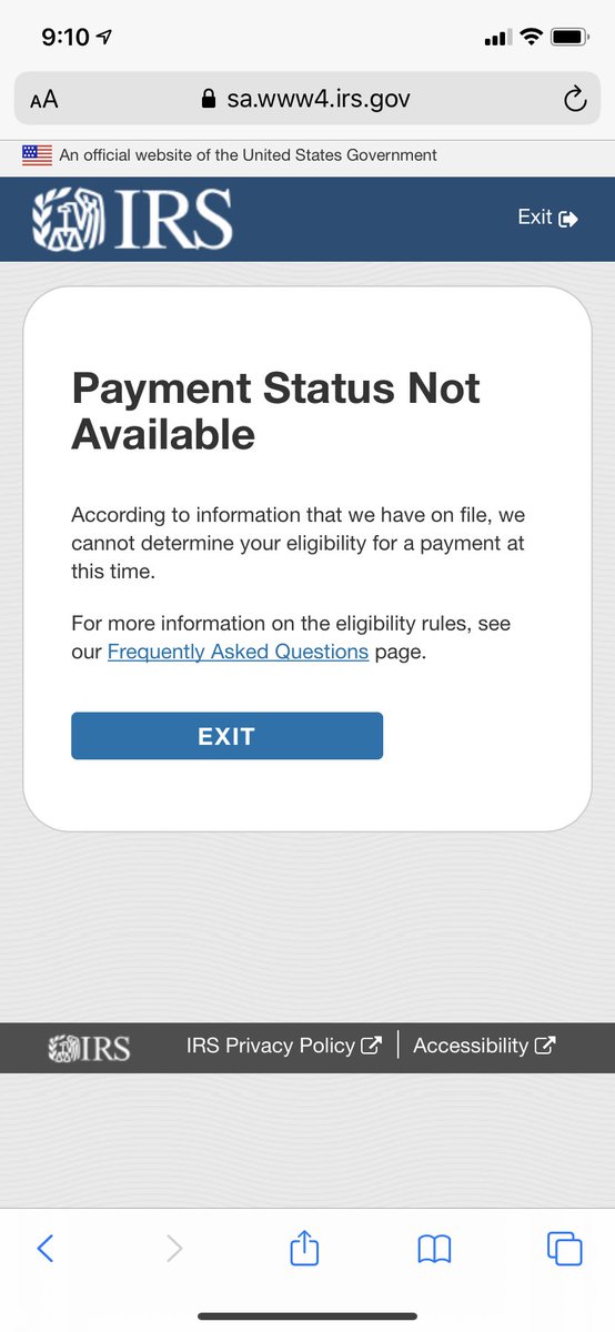 Anyone else getting this from the  #IRS when they know they’re eligible for a  #Stimuluscheck ? No idea what to do next, can’t get through to anyone at the IRS.