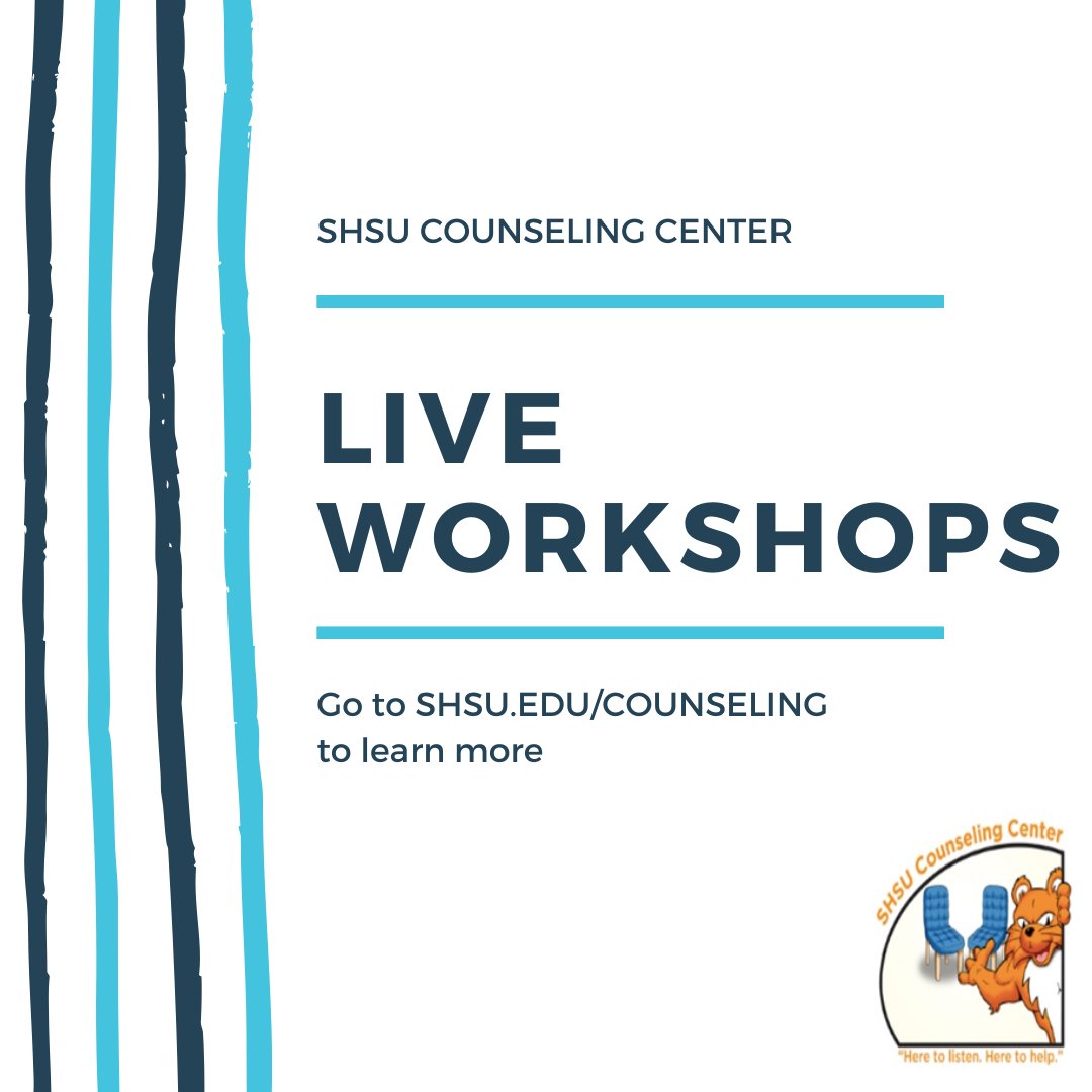 Want to learn how to calm anxiety and center yourself during these stressful times? Join the #SHSU Counseling Center for a workshop on Mindfulness TODAY at 3 p.m. Visit shsu.edu/dept/counseling for instructions on how to access this FREE, LIVE workshop.