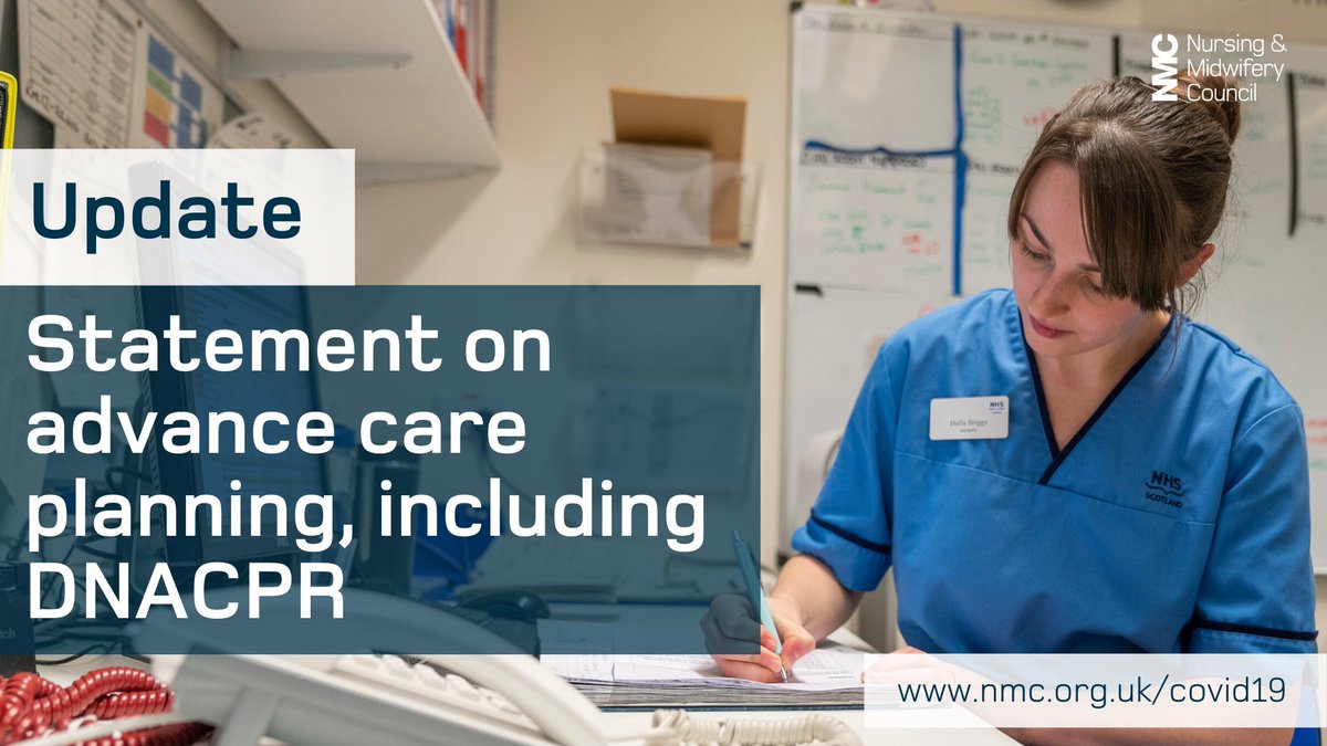 nmcnews's tweet photo. Read our statement on advance care planning during the Covid-19 pandemic, including do not attempt cardiopulmonary resuscitation (DNACPR), which we have produced with @gmcuk 👇

https://t.co/Kq9FpTOE3U https://t.co/G046Ff9ILj