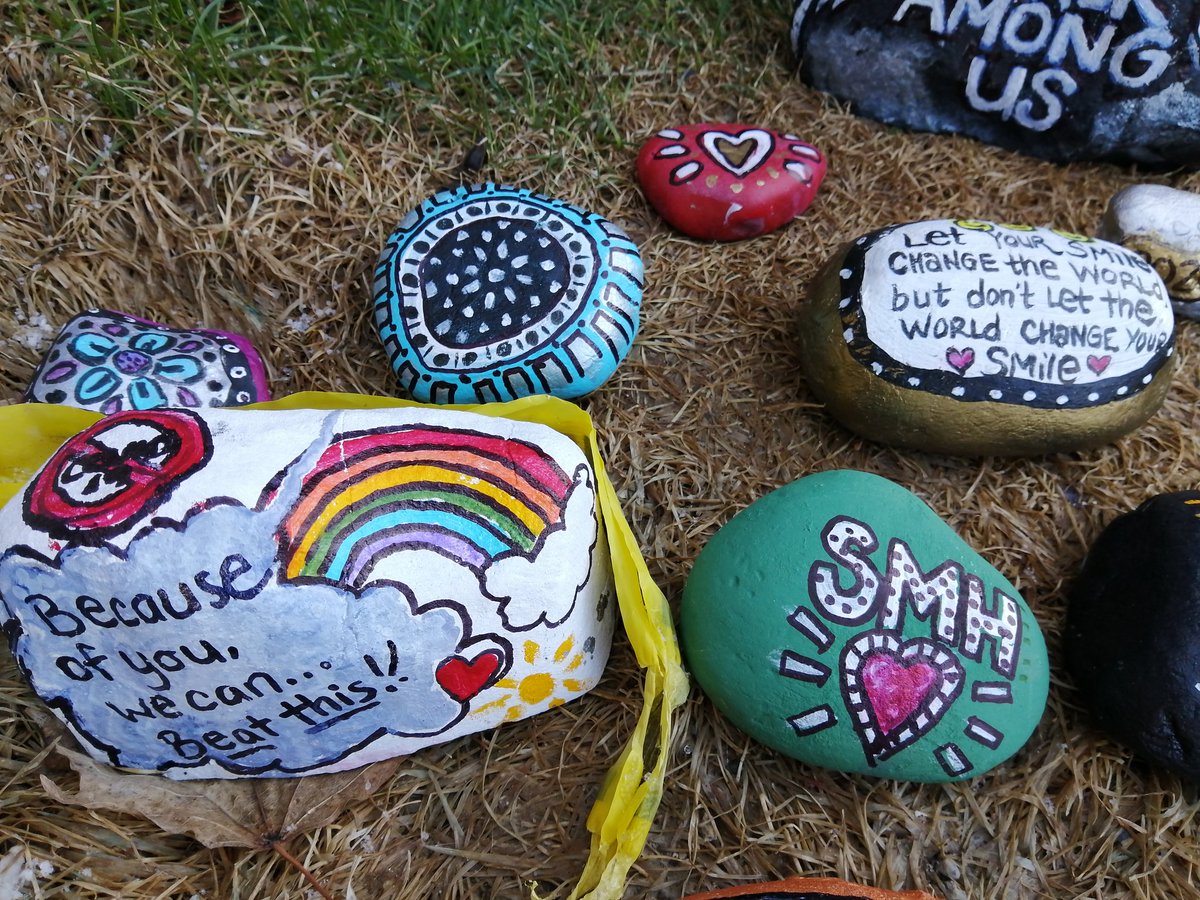 StevensonHosp's tweet photo. These rocks have been beautifully decorated and placed by our staff entrance. They bring joy to our staff as they start a day full of challenges. To the #community members who took the time to make these...You Rock!!! 
#WeLoveOurCommunity #NewTecumseth #Essa #AdjalaTos #Borden https://t.co/F5IBTex5be