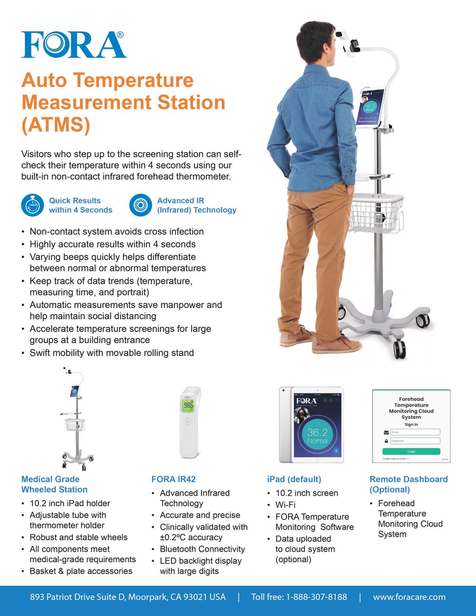 We are thrilled to have the ability to offer an Automatic Temperature Measurement Station manufactured by @ForaCareUSA  Message us today for full product details and pricing #coronavirus #COVID19 #healthcare #temperaturemeasurement #SkilledNursing #LongTermCare