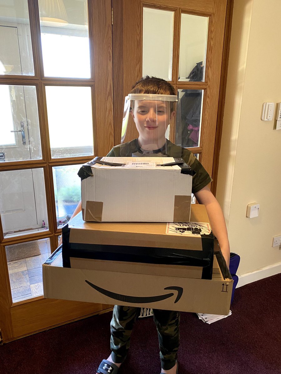 Latest batch of #PPE ready to be collected for delivery to two nursing homes and one minor incident unit, to quote a major supermarket ‘every little helps’ <a href="/Makers4TheNHS/">Makers4TheNHS</a> #embleyfamily