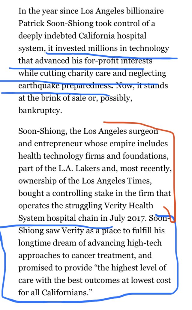  https://www.politico.com/amp/story/2018/08/28/patrick-soon-shiong-hospital-technology-gamble-754566Politico descr it well, incl how this MD was being considered at one point by  #PresIdentTrump to head the NIH, a truly disturbing prospect. Searchable on my blog (post dates,images this thread)I did drilldowns on sev’l of his self-dealing nonprofits B4.