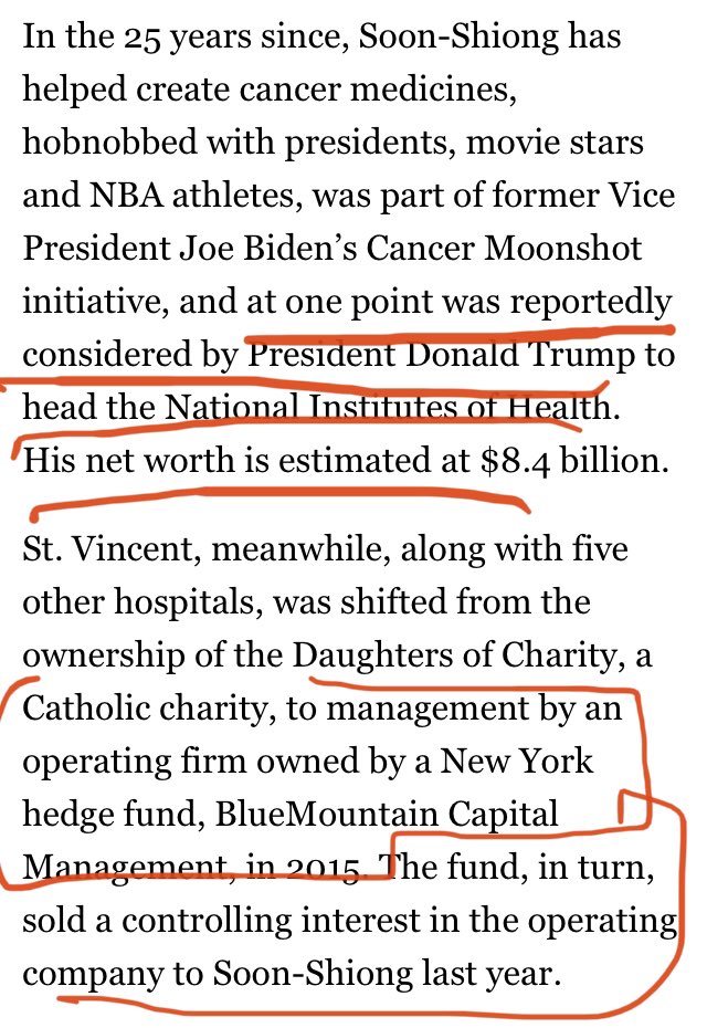  https://www.politico.com/amp/story/2018/08/28/patrick-soon-shiong-hospital-technology-gamble-754566Politico descr it well, incl how this MD was being considered at one point by  #PresIdentTrump to head the NIH, a truly disturbing prospect. Searchable on my blog (post dates,images this thread)I did drilldowns on sev’l of his self-dealing nonprofits B4.