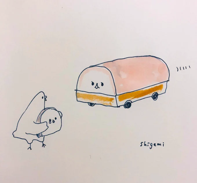 迷子のカマボコの母を見つける鳥。 