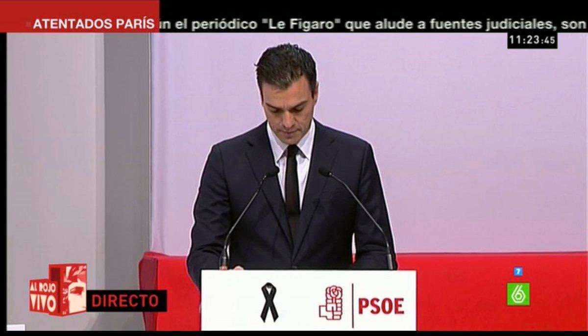 Hoy he vuelto a pedir a Pedro Sánchez que declare luto nacional por las víctimas del coronavirus en España, las 523 de hoy y las 18.579 en total. Que se ponga la corbata negra y el crespón en el logo del PSOE con el que homenajeó a las víctimas francesas de la discoteca Bataclan.