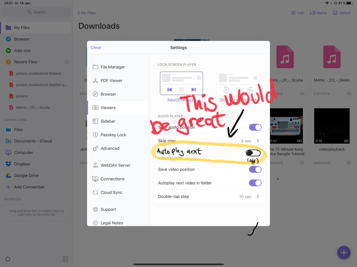 aggersborg's tweet photo. @Readdle No play netxt mp3  in settings would be great. https://t.co/k1io1rBZV2