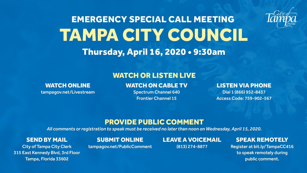 City Of Tampa On Twitter An Emergency Special Call Meeting Will