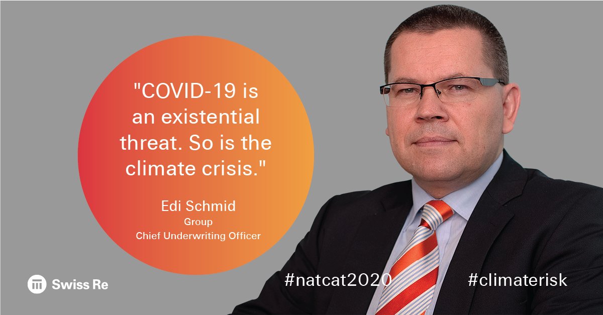 SwissRe's tweet photo. Extreme situations like the #covid19 pandemic may offer lessons in how we can best respond to other future and current crises like #climatechange. Read the latest by our #swissreinstitute Chairman and CUO to learn more: https://t.co/JrplUxatYk #natcat2020 #climaterisk https://t.co/2vn0GQxqrB