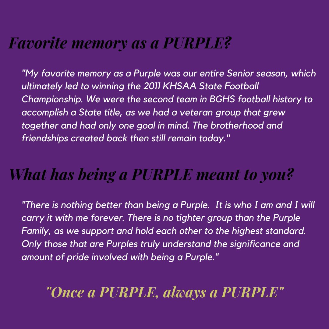 PurplesFootball's tweet photo. In today's "Where are they now?" we visit with 
@JSowell14.  Jackson is a 2012 graduate of @BGHSPurplesNews. 
@BGISD https://t.co/LZwSOX5YAQ