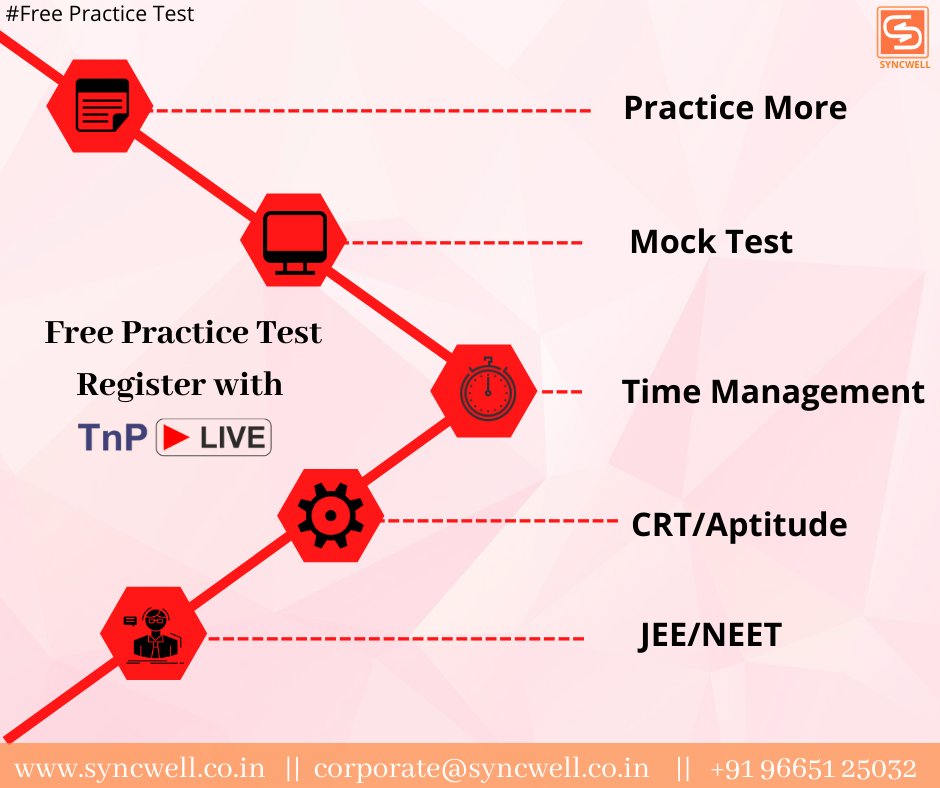syncwellinfo's tweet photo. Free Mock Test Platform for Students &amp; Institution's for JEE/NEET/Engineering Aspirants.

#FreeMockTest #JEE #CRT #NEET #FreeExam #ExamPlatform #EngineeringAspirant #MedicalAspirant #AptitudeDevelopment  #Job #CRT #CoachingInstitute #JEEClasses #NEETClasses #Tnplive #Syncwell https://t.co/WaLt1QsSbJ