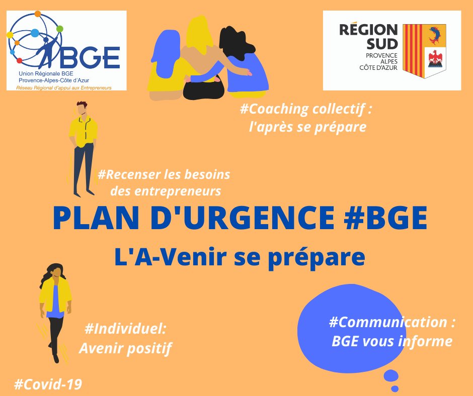 URBGE_PACA's tweet photo. #Covid19 L’ENSEMBLE DU RÉSEAU @Reseau_BGE EST LA POUR VOUS!!!
💪@URBGE_PACA en collaboration avec @MaRegionSud , a mis en place un #Pland'Urgence pour soutenir les entrepreneurs.🕵️♀️ #Recenser vos besoins 🕵️♀️, 🤛 #Coaching collectif,💪 #Accompagnement individuel, 📣 #Communication. https://t.co/6b2w2wIz5L