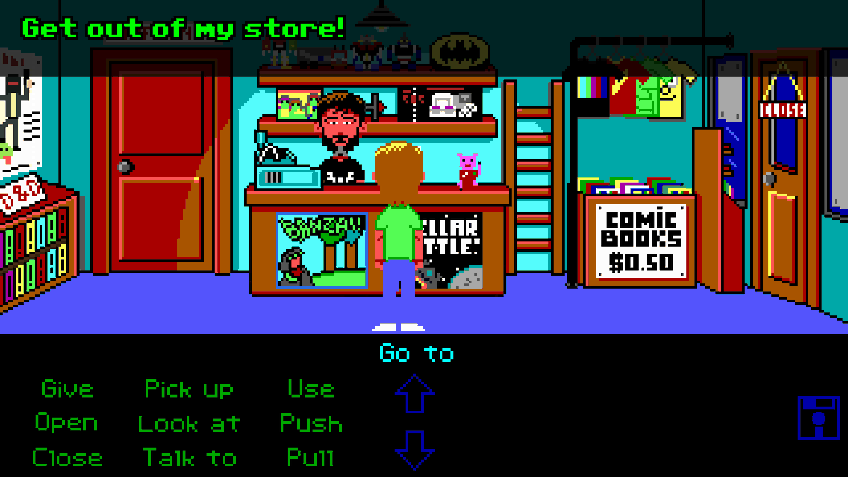 Aventurerosgraf's tweet photo. 🟡 INDIE | Basado en los clásicos del género, Maniac Mansion o Zack McKracken, @tibbagames ha desarrollado 'Stellar Mess'. Nuestro rol será el de Diego, dueño de una tienda de cómics cuya misión será vencer a la Stellar Armada. Podéis jugar la demo aquí: https://t.co/1p8sLCn9R1 https://t.co/7M57gMqK04