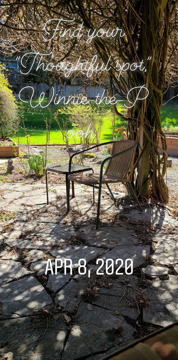 BengelMary's tweet image. Find or make a &quot;Thoughtful spot&quot;. Breath and listen to the breeze &amp;amp; birds. 
Winnie-the-Pooh was a wise fellow. #Covid19UK #distancelearning #RemoteLearningChat #mindfulness #meditation