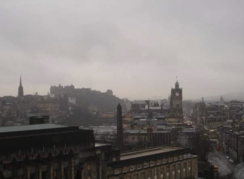 A distant shot of Edinburgh Castle from the tomb of philosopher David Hume