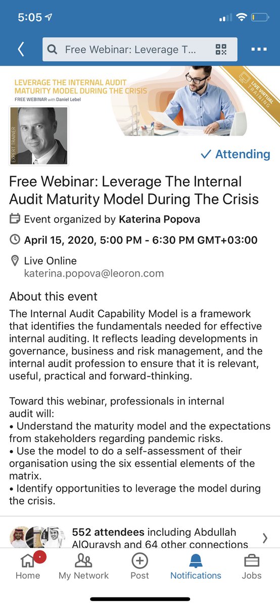 للمهتمين بالمراجعه الداخليه والحوكمة هنالك محاضره اليوم ومحاضرتين غدا