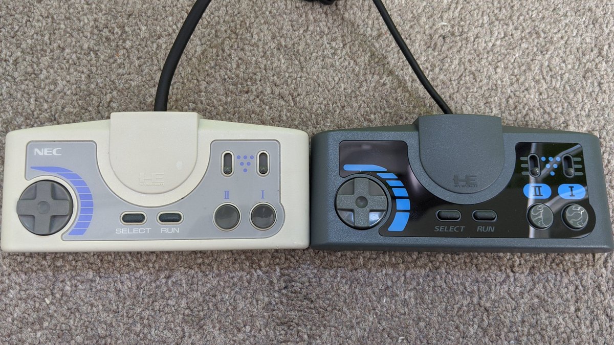 The controller is spot on: here's how it compares to the actual controller I have with my Japanese PC Engine Duo R console. That's reflections on the buttons, by the way, not a weird cracked/cobweb design.