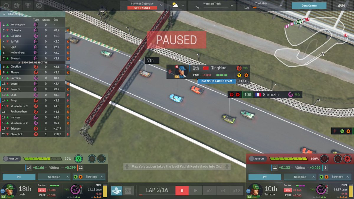 Unofficial_GT's tweet photo. Lap 2:
It's been a mega start for Nyck de Vries and Max Verstappen, the @Fake_ManorRT cars run 1-3, surrounding di Resta.
It's been a good start for @LeboomboomT, running P10 and P13.
Ericsson and Chandhok have both already pit, really early on, strategy nightmare? https://t.co/zD4iqZkEM0