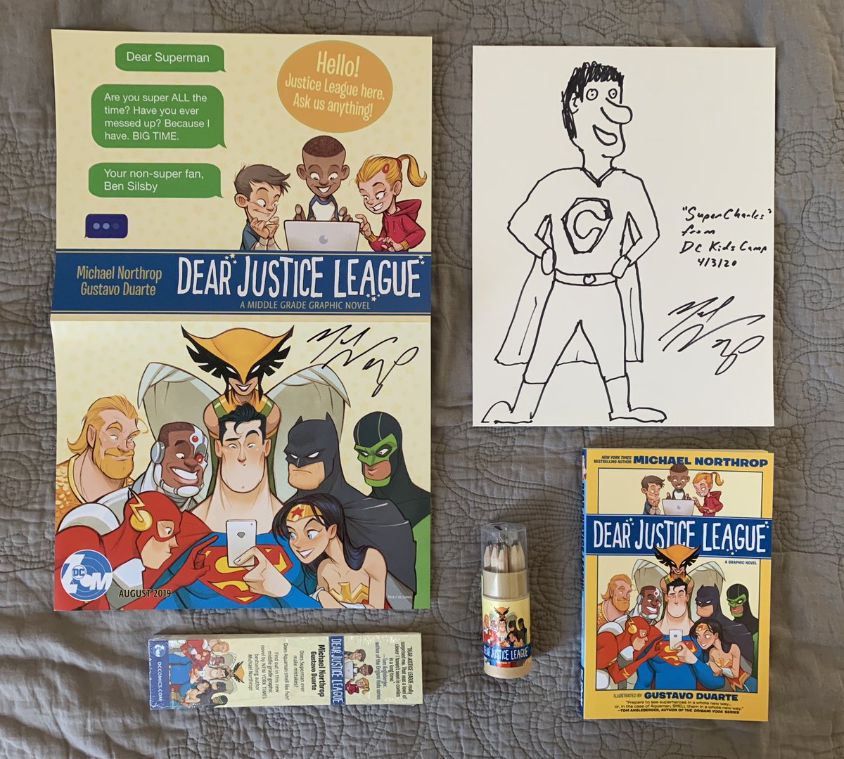mdnorthrop's tweet photo. I'm auctioning off a Dear Justice League🌟prize pack🌟 to help #Creators4Comics raise $$ for hard-hit comic shops &amp; bookstores! Opening bid $20! Items in thread⬇️

* Bid by replying to this tweet!
* Auction ends 4/20 @ noon EST
* Winner donates directly to @BincFoundation https://t.co/T18wTMVpcf