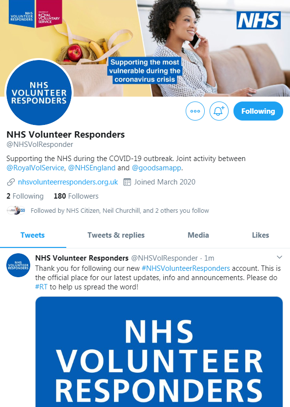 We’re delighted to announce that we now have a dedicated #NHSVolunteerResponders Twitter account🙌Please find us over at <a href="/NHSVolResponder/">NHSVR</a>.