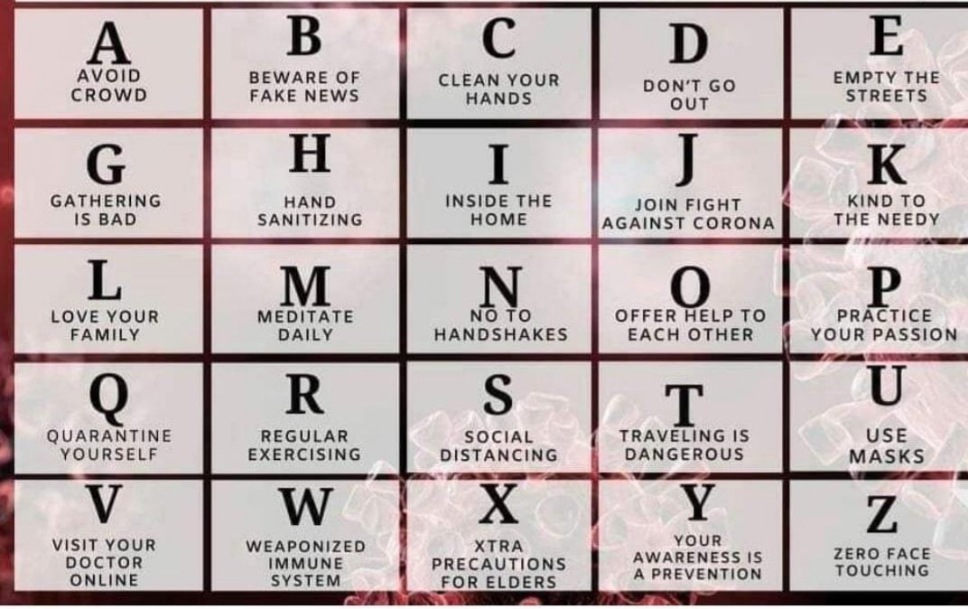 Follow all alphabet and stay home