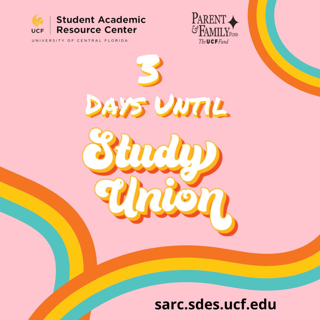 3 days 'til SU- our tutors and SI leaders post session materials on the SARC Study Union Wordpress for you to utilize in preparation for your finals! Be sure to check out their page and grab any materials you need before the upcoming Zoom reviews! ucfstudyunion.wordpress.com