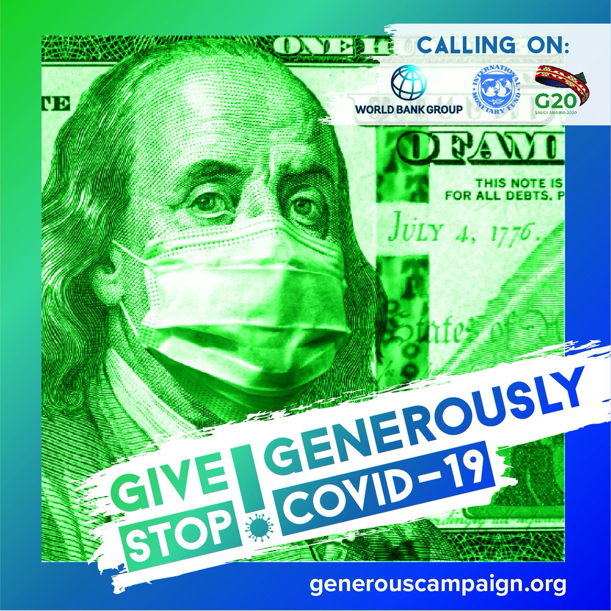henoksyg's tweet image. Join the #GenerousCampaign ahead of the virtual @WorldBank Spring Meetings (Apr 17-19) as we urge the @G20org, IMF (@IMFNews @KGeorgieva) and World Bank to #GiveGenerously to developing countries and #EndCOVID19Now!