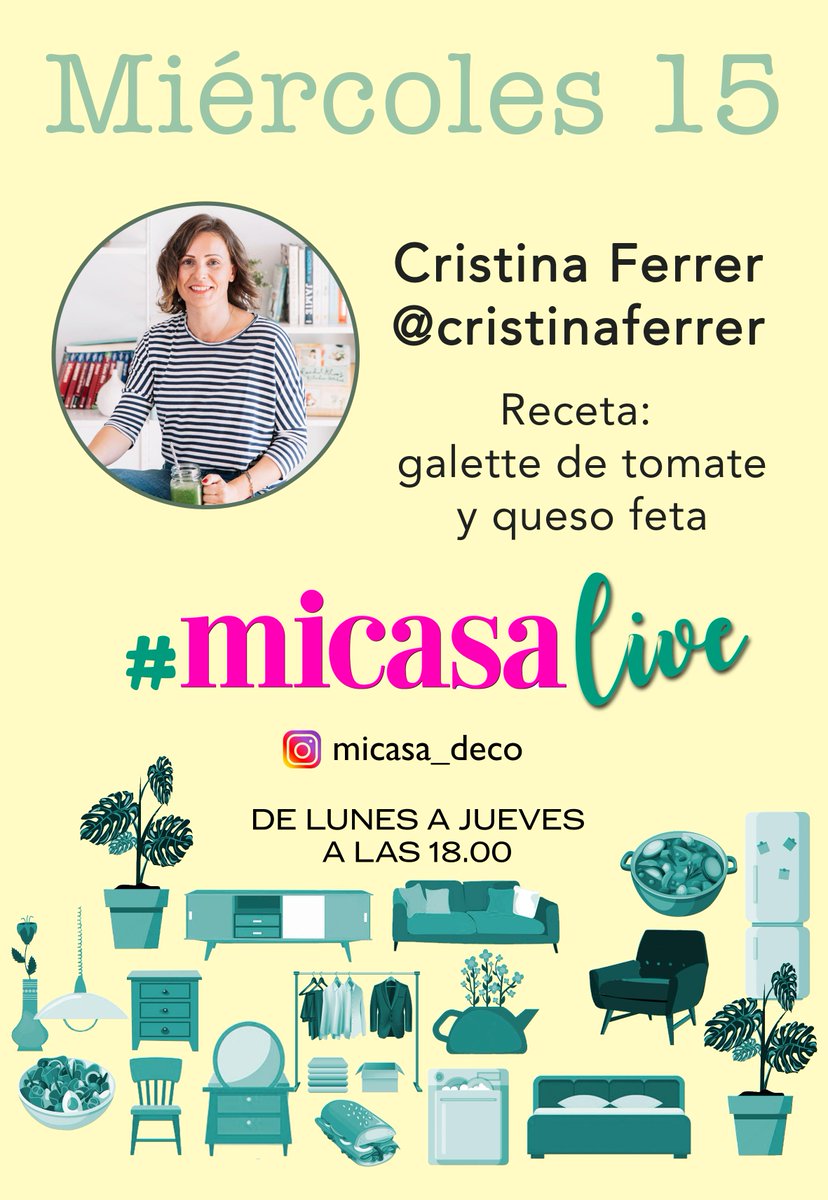 En el directo de hoy, ¡una receta! galette de tomate y queso feta con Cristina Ferrer
A las 18:00
instagram.com/micasa_deco/
#Micasalive
