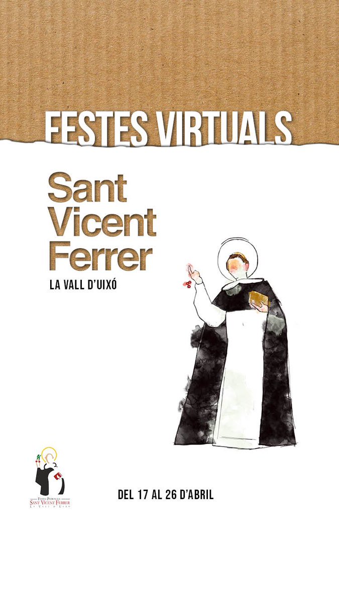 SVF_FP's tweet photo. 📲 Vos deixem la Programació de les I Festes Virtuals Sant Vicent Ferrer. Que l’excepcionalitat d’estos temps no ens impedixca disfrutar de les nostres #FestesPatronals un abril més. Vos esperem a tots! #SVFACasa #SVF2020 #Tornarem🍒 https://t.co/ExgO1KmnQQ