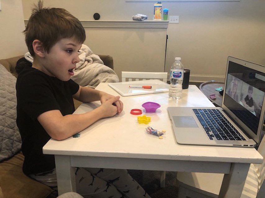 ProjectPlayLLC's tweet photo. Therapy might look a little different, but the fun never stops! Check out this little friend working super hard in OT today! https://t.co/v67YN84t6W