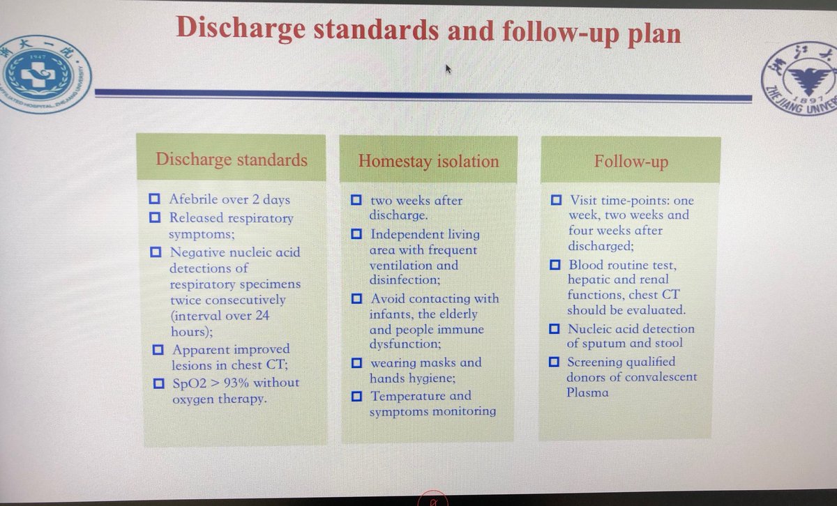  #COVID19BMT  @ASTCT  @TheEBMT webinar  #BMT  #CellTherapy: Dr Huang - in BMT pts with  #COVID19, remember risk of coagulopathy (VOD and TMA), and see below for their discharge plan and followup