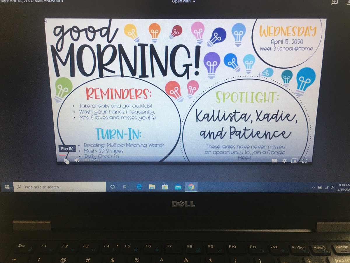 I use Screencastify to record my morning messages. My favorite part are the spotlights! We love celebrating friends even when we aren’t able to be together. ❤️😊 #CISDRocks @CityViewElem