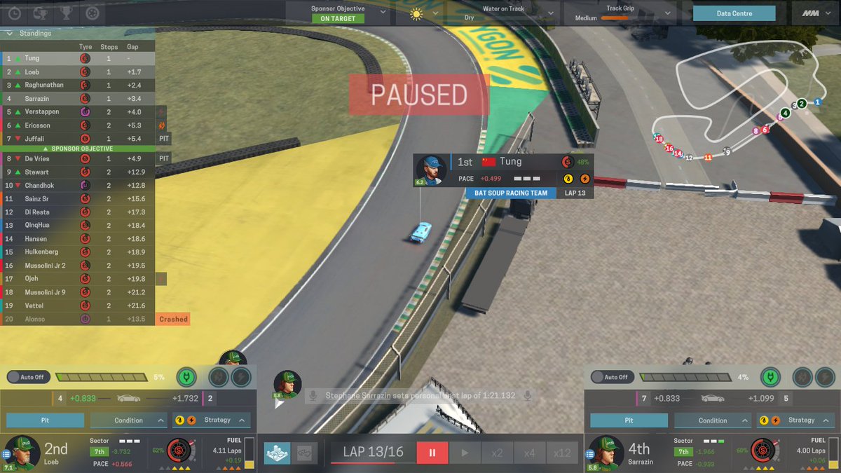 Unofficial_GT's tweet photo. Lap 13:
After starting P17 on the grid, @ScuderiaMax's Ho-Pin Tung LEADS the Brazilian GTGP! Loeb and Raghunathan round out the podium for @LeboomboomT and @maldonado_pasta respectively.
After pitting, Max Verstappen runs P5 and is pushing hard for @Fake_ManorRT. https://t.co/4YlowyJ3Ls