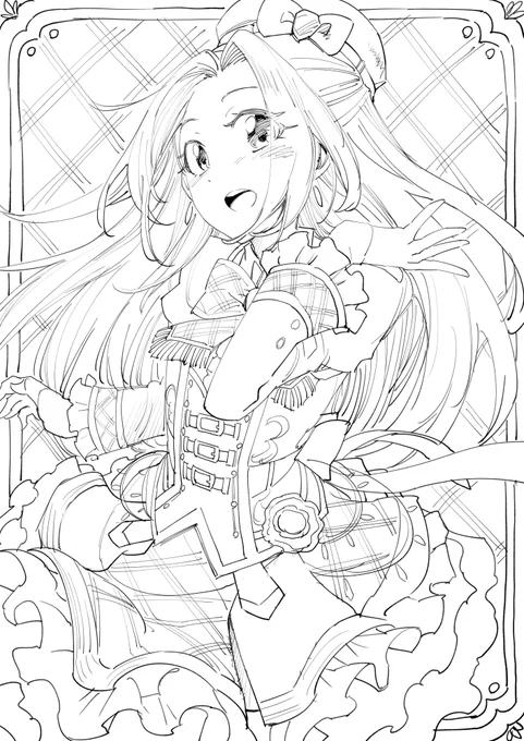 音城ノエルちゃん。線画だけガシガシと描いたわよ #アイカツ 