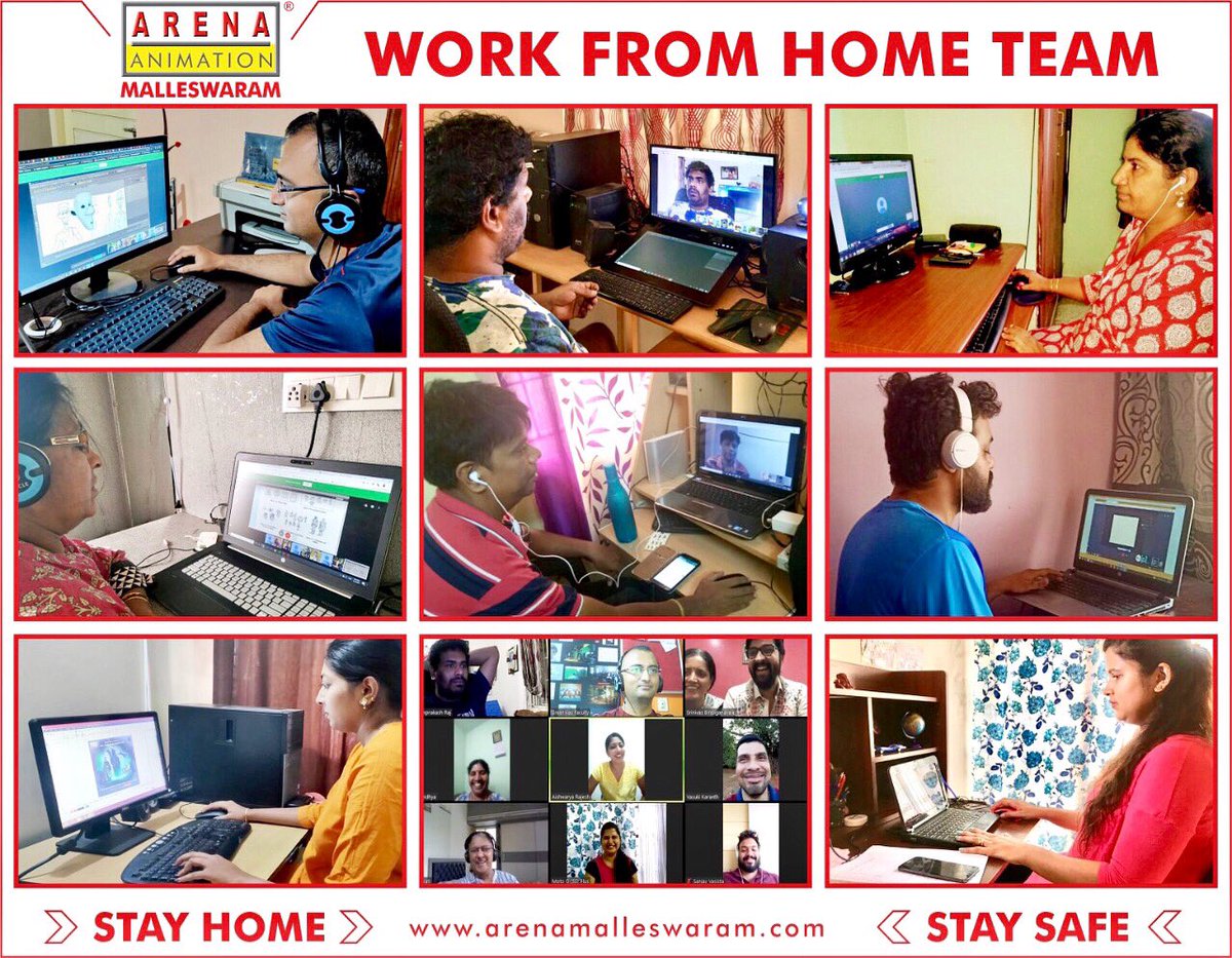 shri_shu's tweet photo. Our work from home team @ArenaMWM has ensured that Online sessions, Workshops, Master Classes, Design, Digital Marketing & Administration everything continues uninterrupted online. #ArenaAnimation #ArenaAnimationMalleswaram #WorkFromHome
#LockDownTimes #StayHome #StaySafe https://t.co/aOFwxmtLqo