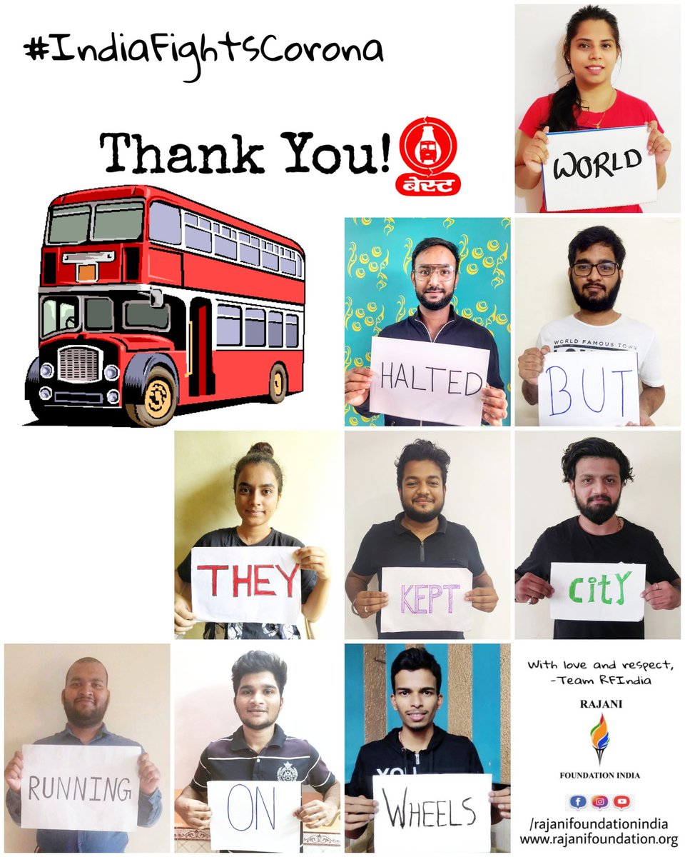 TeamRFIndia's tweet photo. World halted but they kept city running on wheels.
@mybmc
@CMOMaharashtra
#ThankYouBEST #IndiaFightsCorona
#TeamRFIndia https://t.co/bkD4ICtcWa