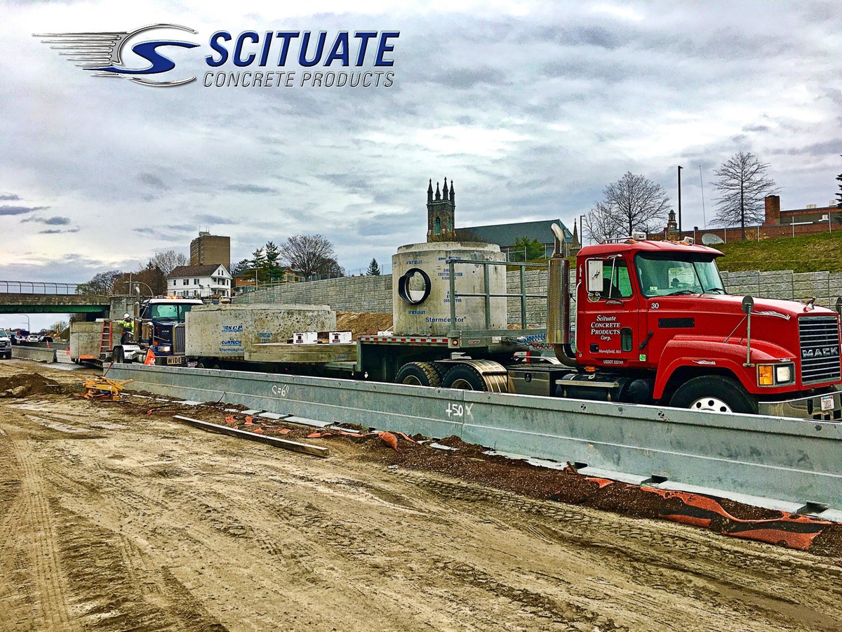 Essential construction for RIDOT Rt 6-10 Connector in Providence. Delivering a Stormceptor 7200 12’ diameter…We range from 4’ diameter manholes to 12’ diameter manholes. #RIDOT #contech #stormceptor7200 #precast #nationalprecast #construction #essential #RIDOT #DOT #Stormwater