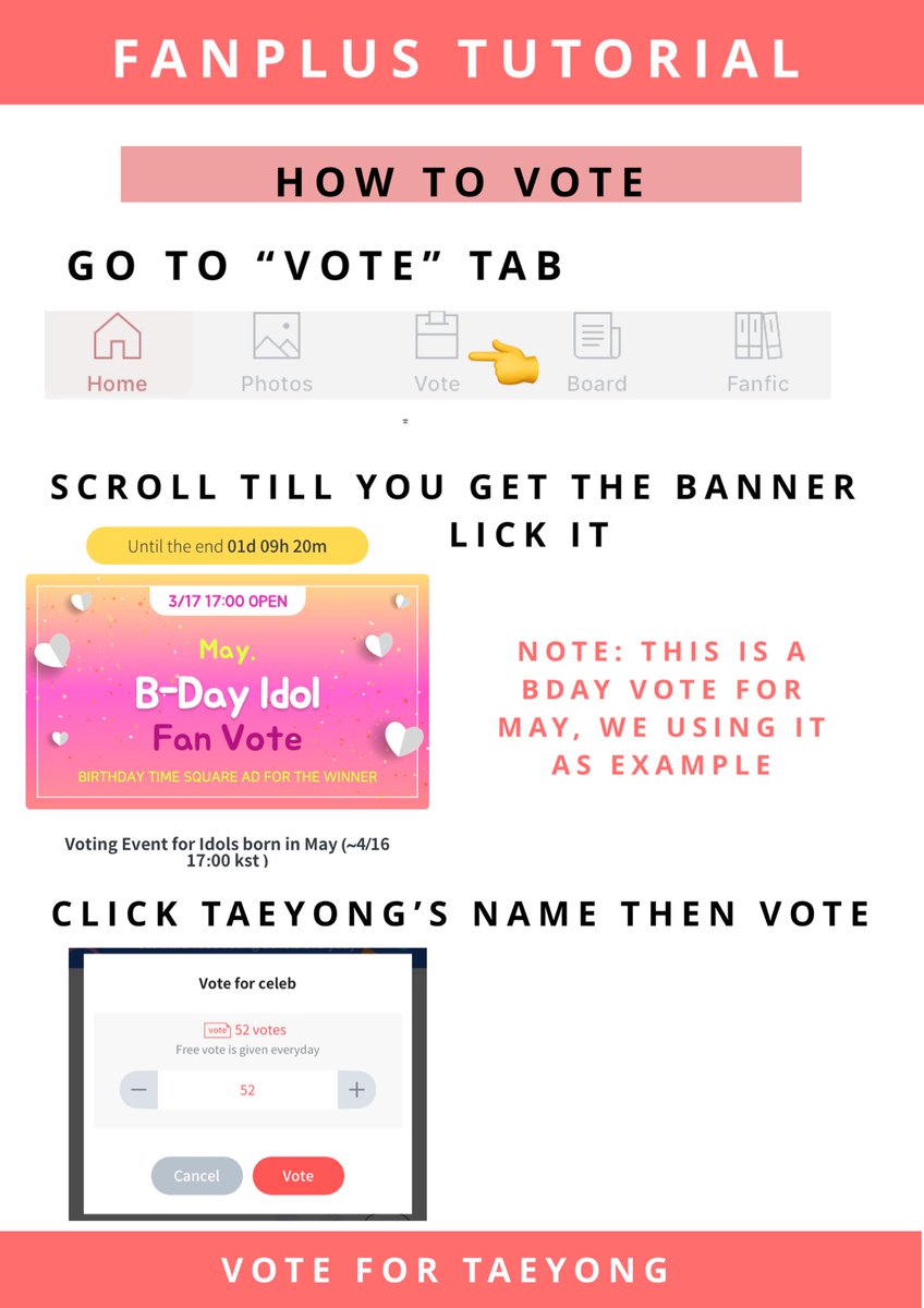 The last is HOW TO VOTE! We will do this part for next month when the prevoting for July Bday Idol start!
