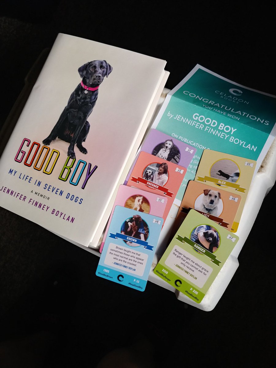Thank you @CeladonBooks and @JennyBoylan for the trading cards and hardcover of Good Boy! Everything is beautiful❤💛💚💙💜 Good Boy comes out 4.21.20! 

#GoodBoy #celadonreads #partner #advancedreaderscopy #giveawaywin #jenniferfinneyboylan