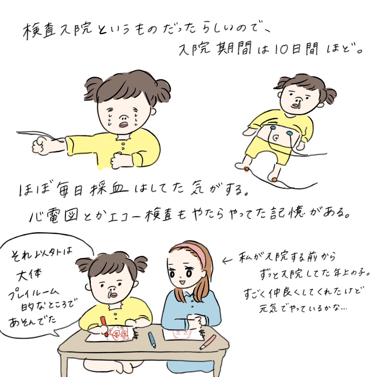 本日発売のひよこクラブ5月号に、息子が川崎病で入院したときの話が掲載されています!

それにちなんで…
自分が小さい頃入院してたときの頃の話を漫画にしました。

インスタグラムで公開してるのでぜひ読んでください!

https://t.co/ZIFqmg5h52 