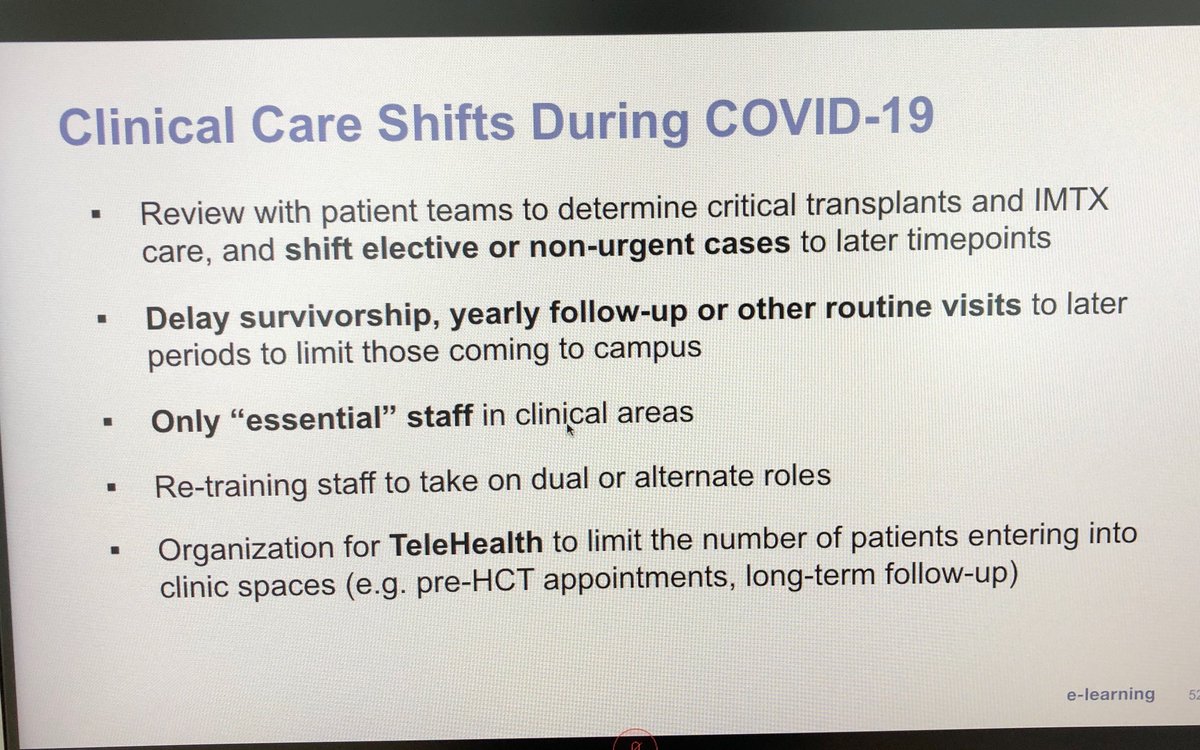  #COVID19BMT  @ASTCT  @TheEBMT webinar  #BMT  #CellTherapy:  @PergamIC shares  @fredhutch approach to prevention of  #COVID19 - very helpful guidance - emphasizes sharing of ideas and practices so all can benefit