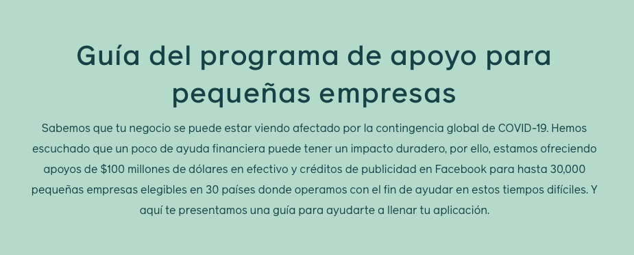 SEReSUniversit1's tweet photo. Facebook lanza programa de apoyo para pequeñas empresas ofreciendo 100 millones de dólares como apoyo en efectivo y crédito publicitarios.
https://t.co/BdmiRLmDfE https://t.co/iCePGqG94t