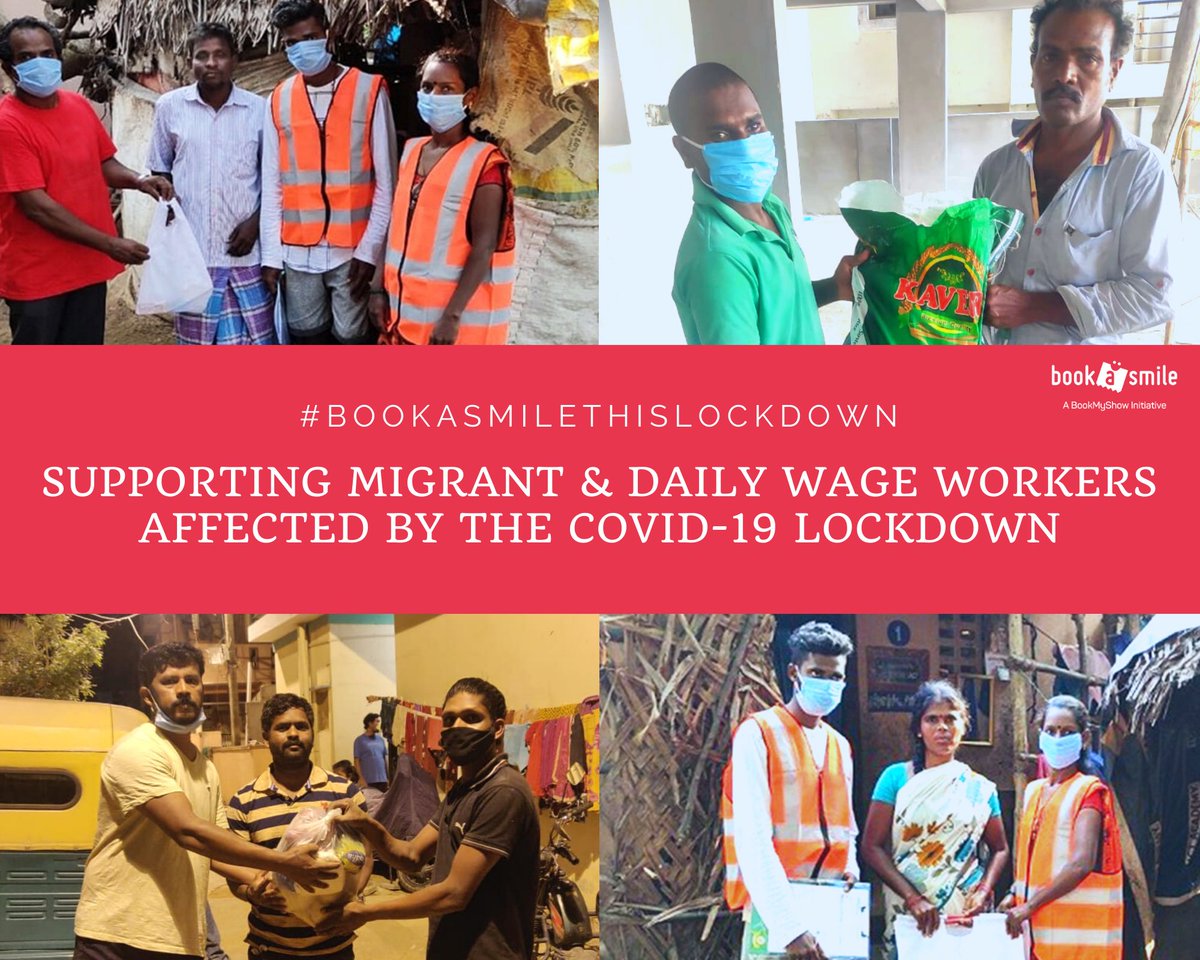 BookAChange's tweet photo. Providing Relief to Migrant and Daily Wage Workers who are adversely affected by the Lockdown.
#covid19 #bookasmilethislockdown #reliefwork #supportmigrants #supportdailywagers #helpothers #creatingsmiles #gocoronago #CoronavirusLockdown #staysafe
@BookASmileIndia @bookmyshow https://t.co/VWA1STMDly