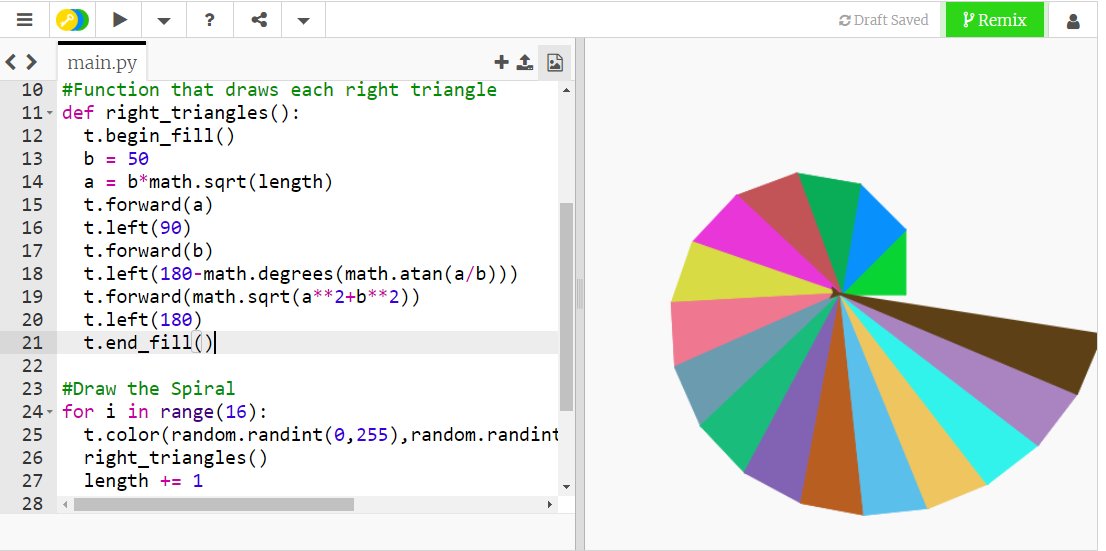 ashleyanntewes's tweet photo. We are halfway through our #csandmath #30DayCodingChallenge. Join us today on day #15 to add some artistic elements to our Spiral of Theodorus. #iteachmath #MTBoS @CSforAllTchrs @CSforALL
https://t.co/dSyVdm99Rd https://t.co/cwmqBt9tx6