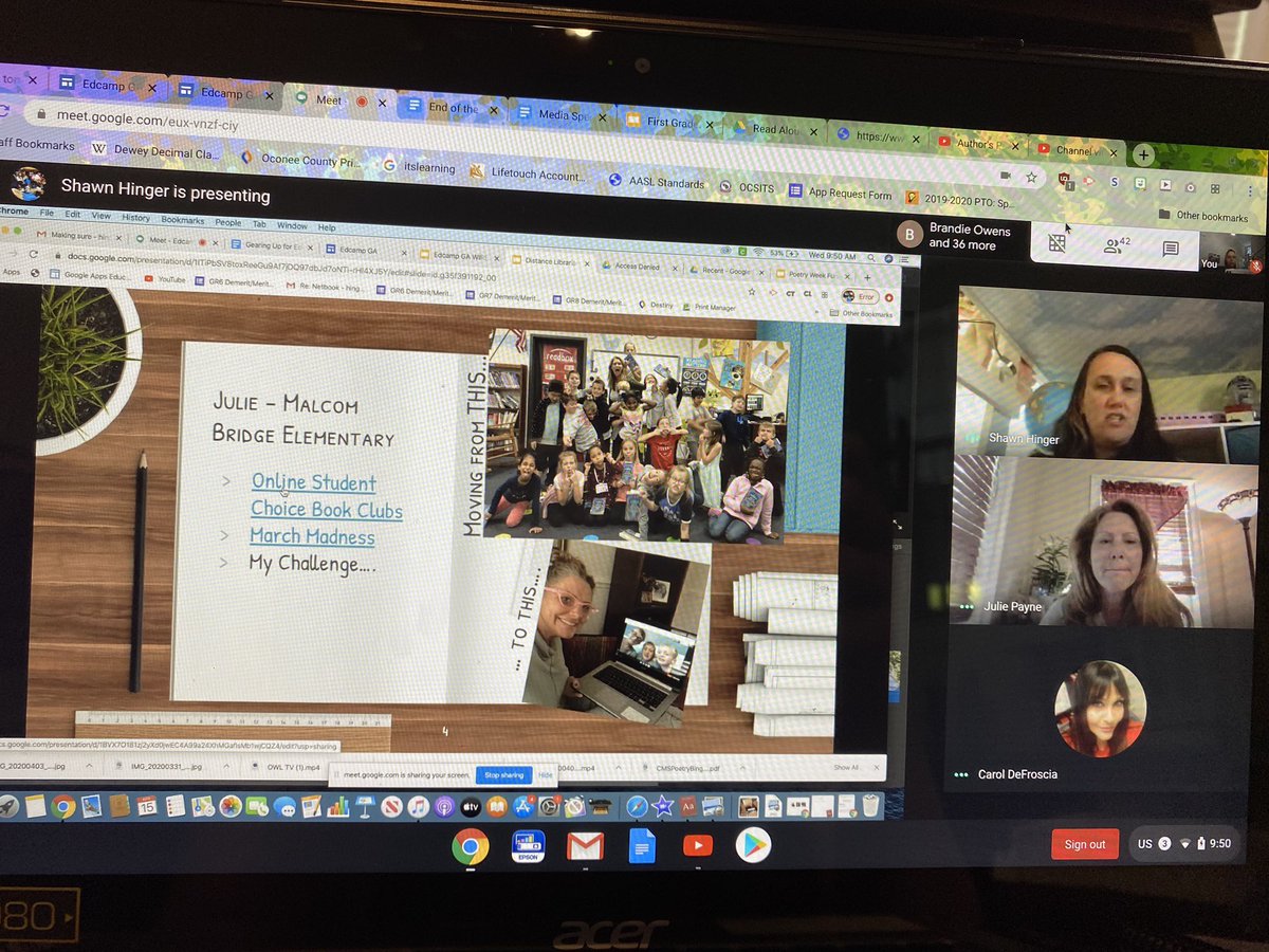 mbesmc's tweet photo. Presented today for #EdcampGAWIRED on my experience with Distance Librarianship with some great partners @cmslibrarylady and @ECCHSmedia #learningcurve #digitaldays2020 https://t.co/TexN02fVa8