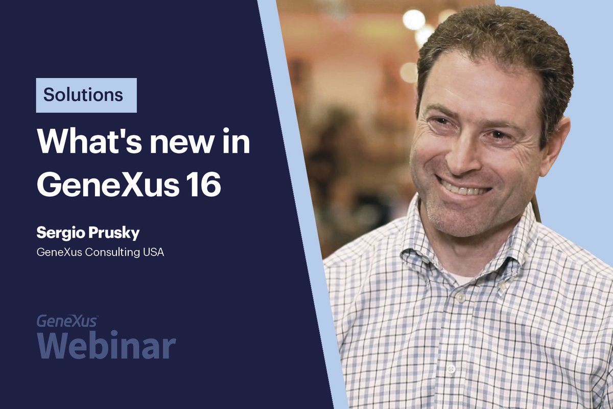 #Webinar today! | What's new in GeneXus 16
➡️ bit.ly/2VtSY9r

Each new version of GeneXus adds new tools that improve the quality of our products. We will explain to you the improvements in the IDE, mobile and desktop applications.