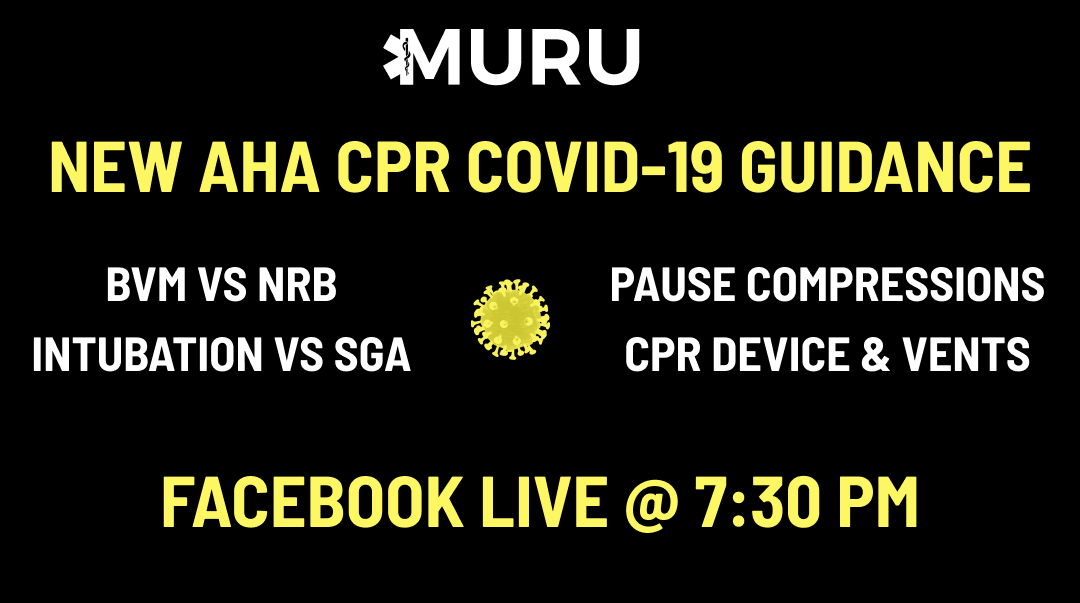 Discussion of new COVID-19 CPR advisory from the AHA.

7:30 pm tonight on Facebook live

bit.ly/3abVeaX

#ems #medic #emt #paramedic #emscovid #firstresponder #firefighter #cpr #aha #emergencyservices