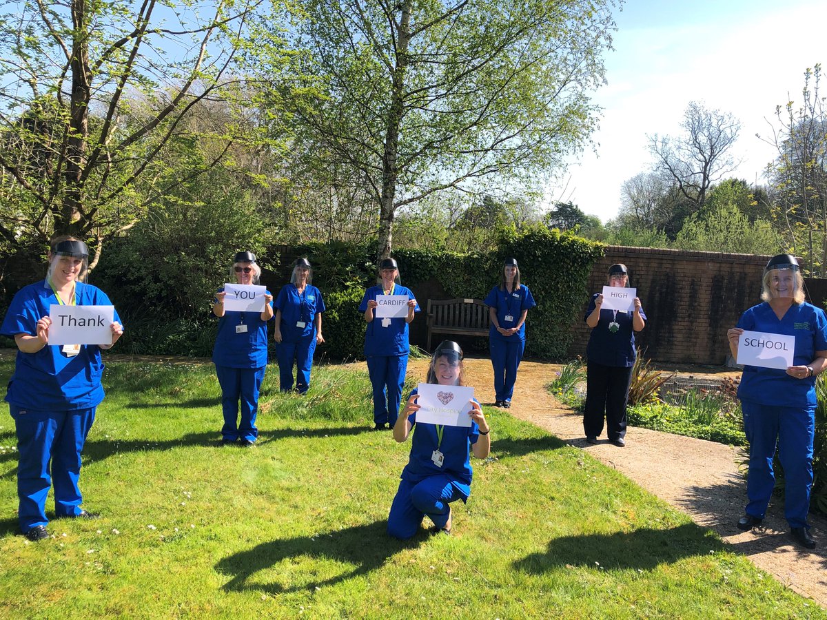 Thank you so much to the team at Cardiff High School <a href="/officialCHS/">CHS</a> <a href="/MrPowellCHS/">CHS Design & Technology</a> for making and donating these fabulous #visors for our team <a href="/CityHospice/">City Hospice</a>. They are fabulous. We look after patients with a terminal diagnosis in the #community and these will help keep us all safe.