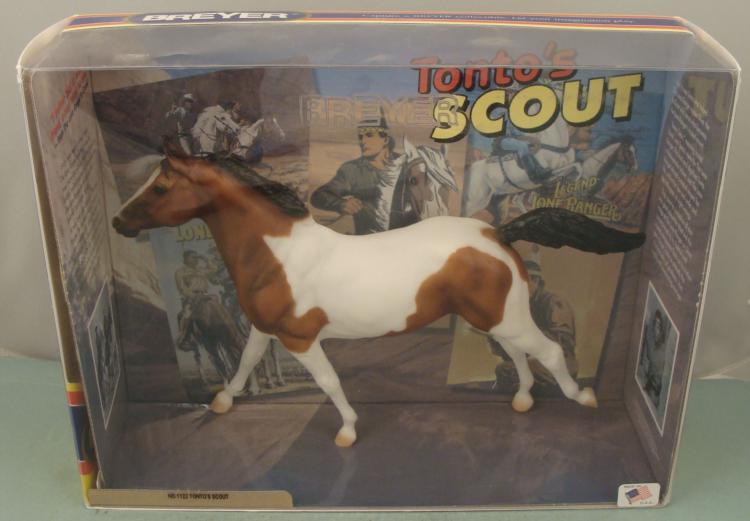 The need for a visually different horse results in Tonto getting Scout, although the serials would call him 'White Feller' at first. In story there are various reasons (call them 'reboots') including that Tonto had Scout before the ambush of the Rangers.