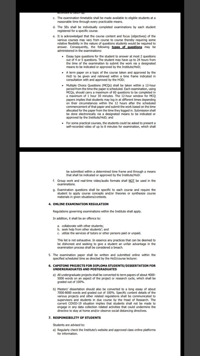 ConnectGij's tweet photo. What do you think about the new directives from the management on exams and project work. https://t.co/qqpRztZF5f